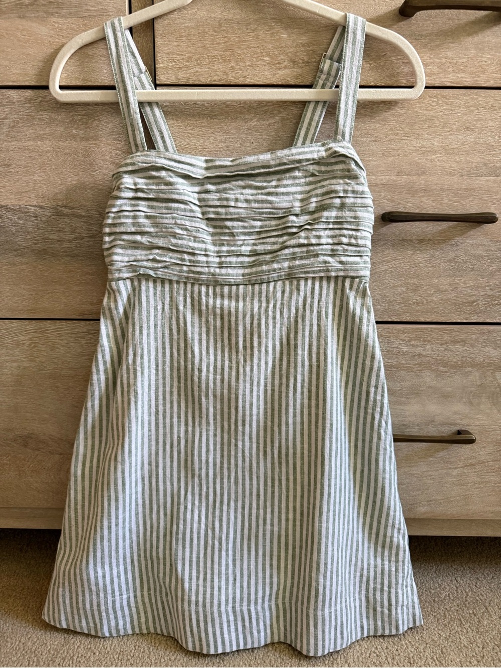 Abercrombie & Fitch Sage Green Striped Mini Dress